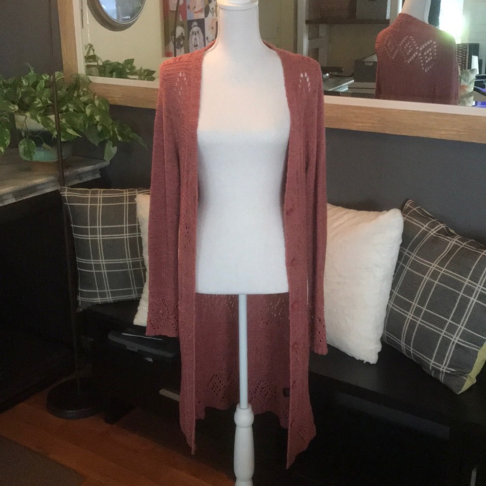 Rose/Pink Duster Cardigan Sweater